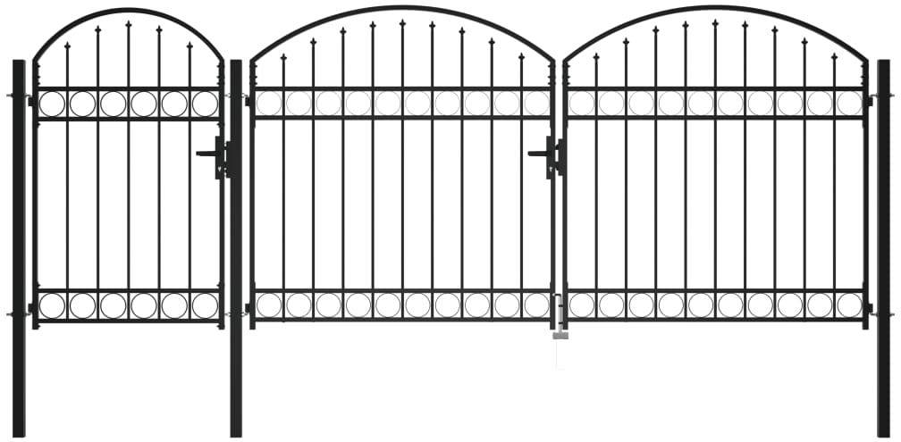 vidaxl Brama ogrodzeniowa, zaokrąglona, stal, 2 x 4 m, czarna