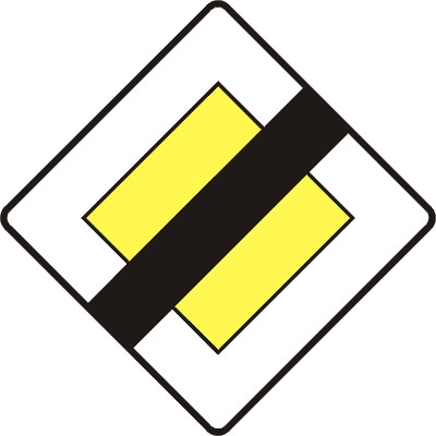 Znak drogowy informacyjny D-2 Koniec drogi z pierwszeństwem