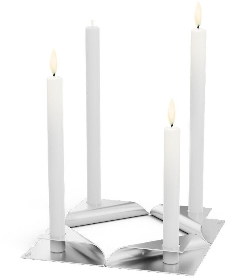 Höfats Zestaw świeczników SQUARE CANDLE Höfats srebro 4 szt.