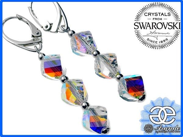 Swarovski Piękne Kolczyki AURORA HELIX SREBRO