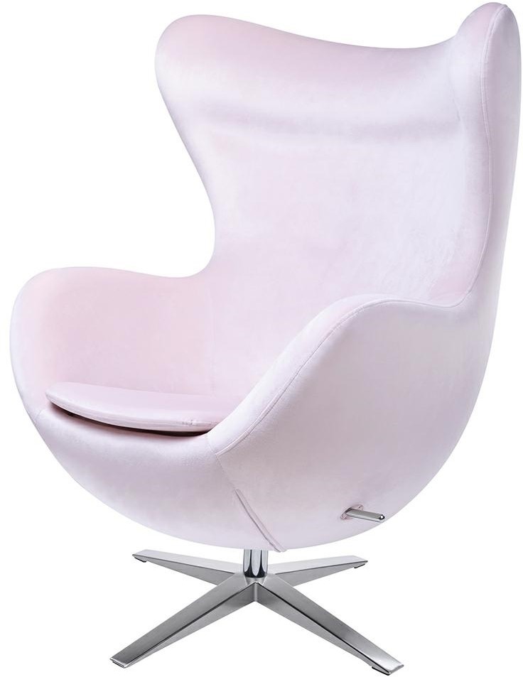 King Home Fotel EGG SZEROKI VELVET jasny róż.30 welur podstawa stal HE066-AY1908-30.LP