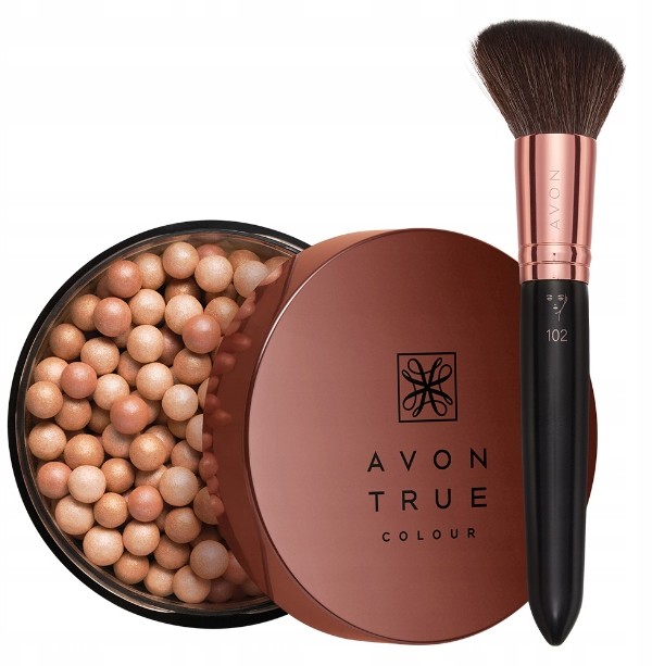 Avon Zestaw Perełki Brązujące Warm Glow + Pędzel