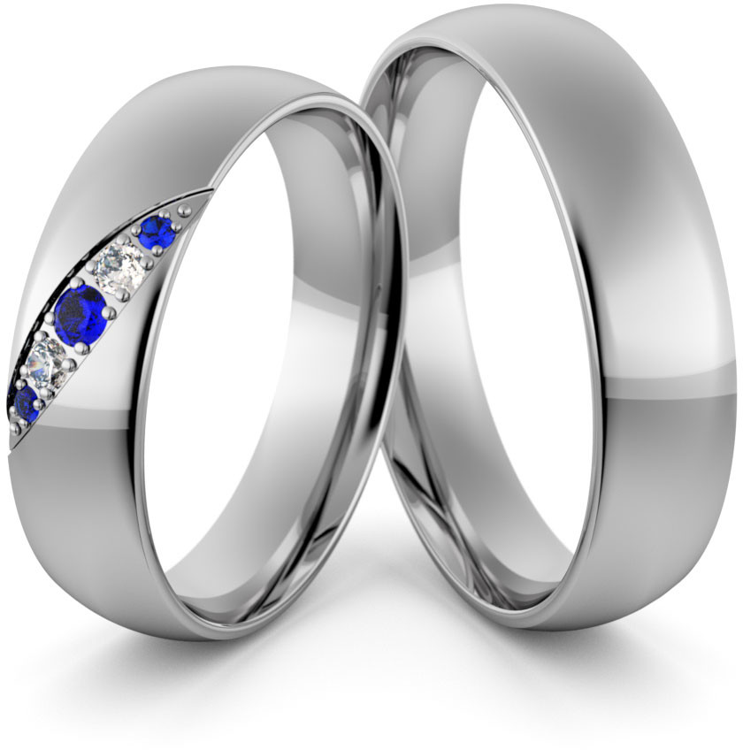 Eminence Obrączki ślubne palladowe 5 mm z szafirami i cyrkoniami - Pd-114 Pd-114-3