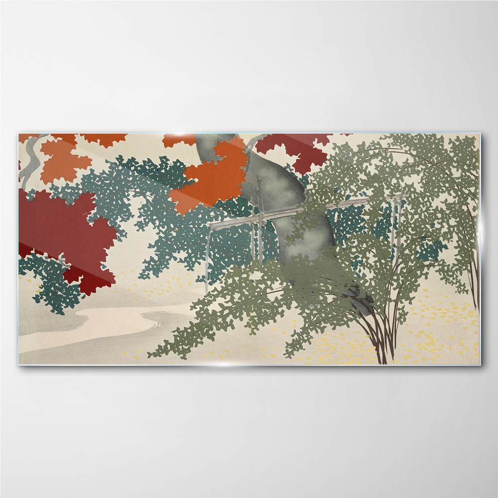 PL Coloray Obraz Szklany Abstrakcja Drzewa Liście 100x50cm