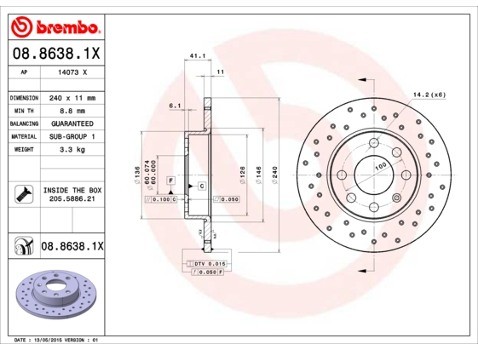 BREMBO Tarcza hamulcowa 08.8638.1X