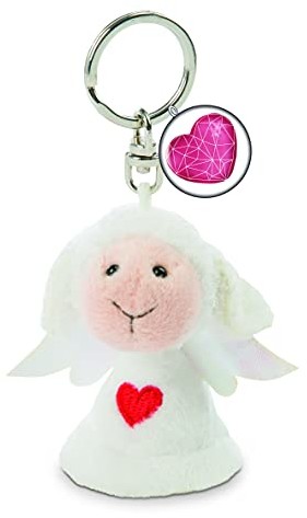 NICI NICI 47522 brelok do kluczy 7 cm symbol serca  talizman anioł smycz na klucze, pęk kluczy i łańcuszek na klucze  zawieszka z aniołem stróżem, biała/czerwona 47522