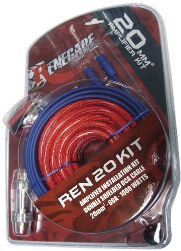 Renegade REN20KIT Audio adapter do kabli (męski/męski, kabel, Power Adapter, Audio, Ground, Remote, RCA, RCA, nikiel) czarny, niebieski, czerwony REN20KIT