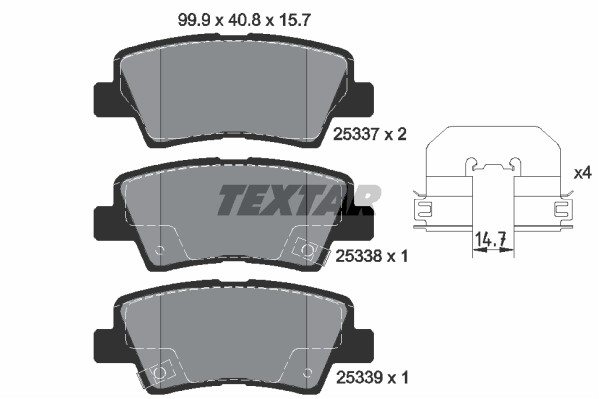TEXTAR Zestaw klocków hamulcowych, hamulce tarczowe 2533703 2533703