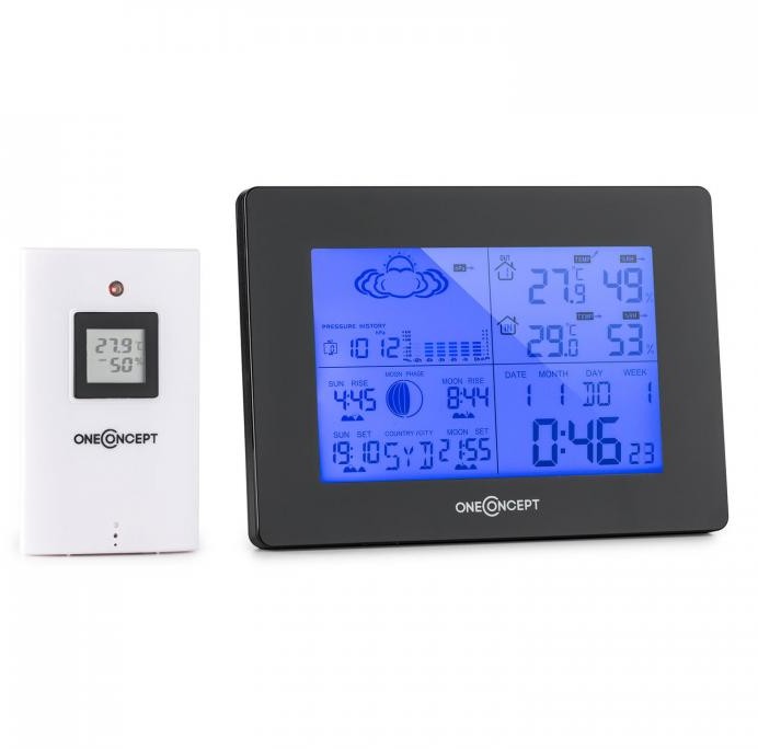 OneConcept OneConcept Bergen stacja pogodowa sterowana radiowo baterie alarm czujnik zewnętrzny WTH5-Bergen