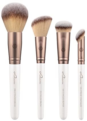 Pędzle do Makijażu Luvia Cosmetics Zestaw pędzli do makijażu Luvia, Flawless Face Brush, zestaw pędzli do twarzy, 4 wegańskie pędzle kosmetyczne,