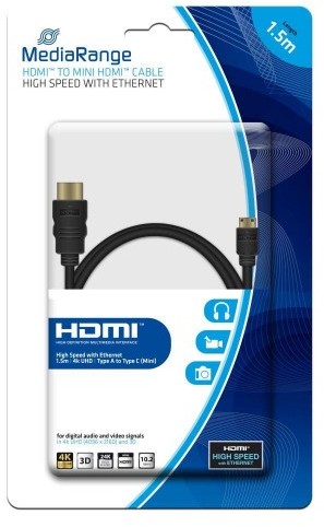 MediaRange Kabel HDMI MediaRange MRCS165 HDMI/MiniHDMI with Ethernet, 1.5m, czarny MRCS165