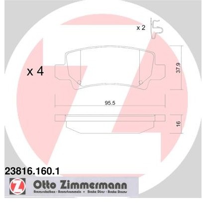 ZIMMERMANN Zestaw klocków hamulcowych, hamulce tarczowe 23816.160.1