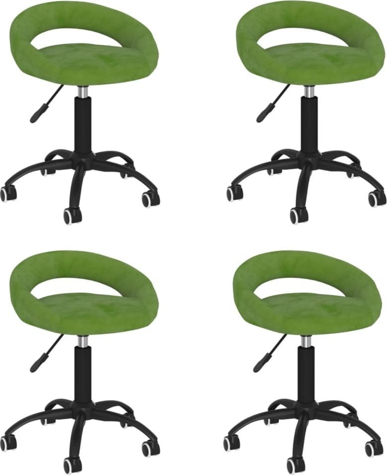vidaXL Obrotowe krzesła stołowe 4 szt. jasnozielone obite aksamitem 3088760