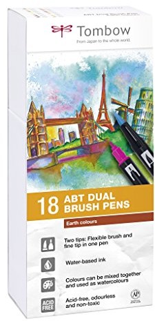 Tombow ABT-18P 3 mazaków Dual Brush Pen z dwoma czubkami  szt. w zestawie, zadziwiające kompozycje tworzą ABT-18P-3