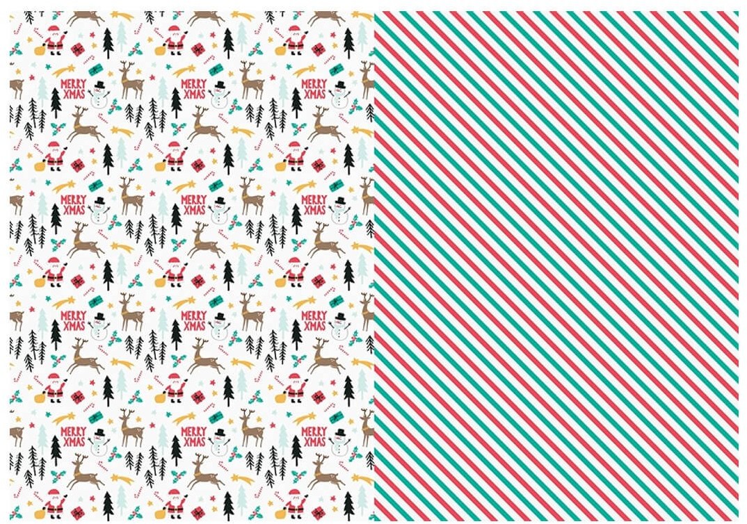 Party Deco Papier do pakowania prezentów Merry Xmas, mix - 70 x 200 cm - 2 szt. PAPZ4