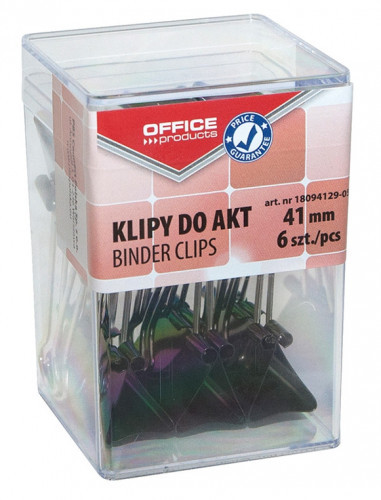 Office products OFFICE PRODUCTS Klipy do dokumentów 41mm, 6szt., w pudełku, czarne 18094129-05