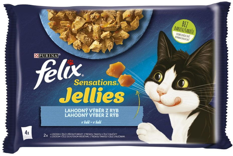 Purina Felix karma dla kota Sensations Jellies z łososiem i dorszem w pysznej galarecie 12(4x85g)