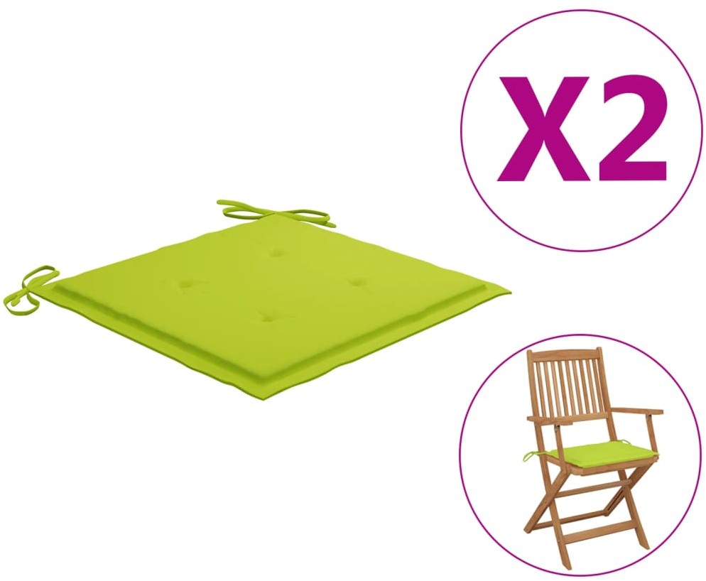 vidaXL Poduszki na krzesła ogrodowe, 2 szt., jasnozielone, 40x40x4 cm