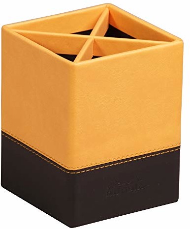 Rhodia 118810C ePure pojemnik na długopisy (ze sztucznej skóry, 11 x 9 cm, idealny na biurko, 4 przegródki) 1 sztuka pomarańczowy 118810C
