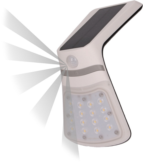Orno solarny kinkiet LED z czujnikiem ruchu Nocturne 2W 240lm 4000K 120° 1200mAh biały IP65 OR-SL-6107WLR4