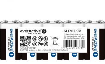 EverActive 5 x baterie alkaliczne Pro 6LR61 6LF22 9V taca) 6LR61 9V 5pak