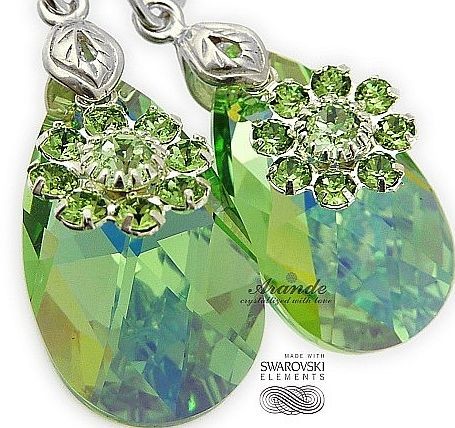 Swarovski piękne zielone kolczyki PERIDOT FLOWER