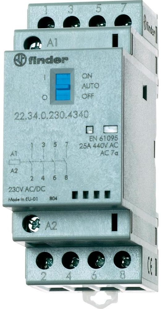 Finder Stycznik modułowy na szynę 35 mm Finder 22.34.0.230.1720 3 zestyki zwierne/1 zestyk rozwierny AC-7b AC-7c) 10 A 1 szt 22.34.0.230.1720