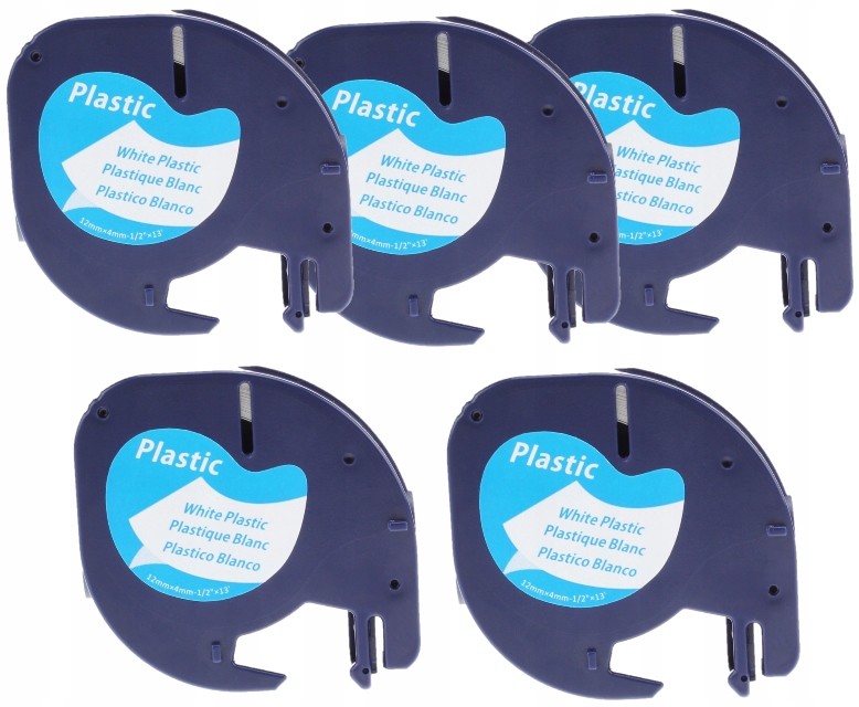Dymo 5x Taśma do LetraTag 12mmx4m biała 59422 Plas