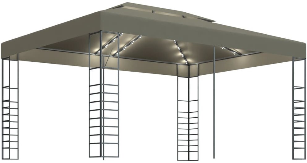 vidaXL Altana ze sznurem lampek LED, 3x4 m, kolor taupe