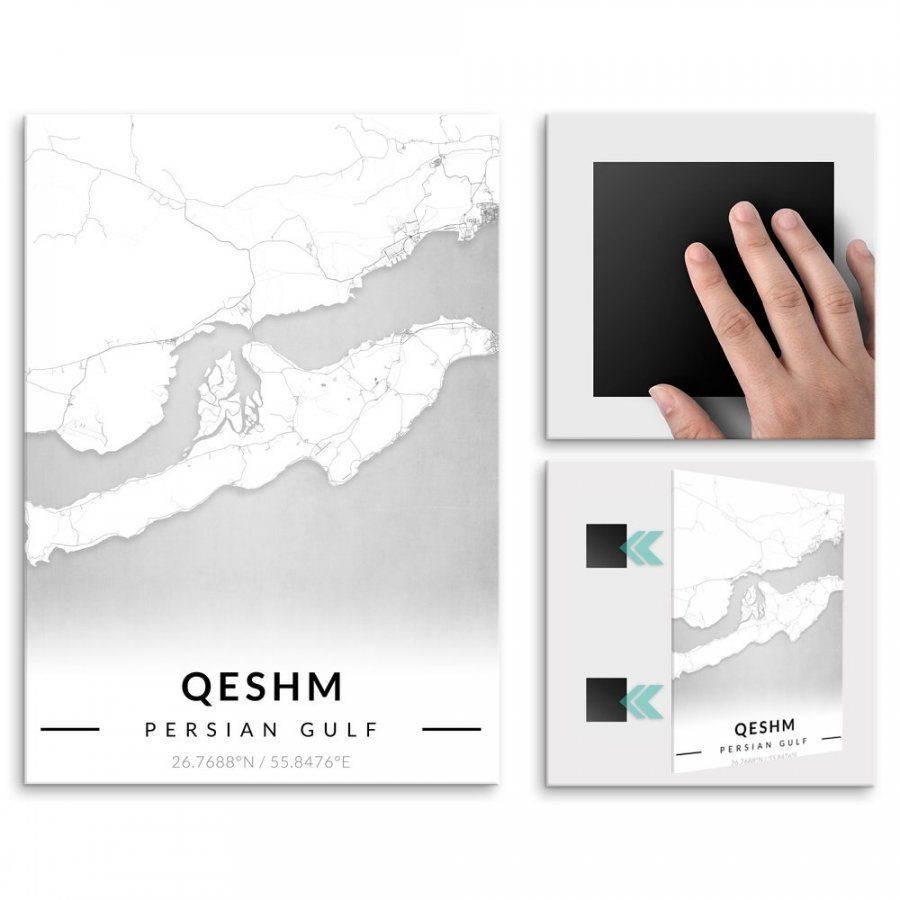 Pix4home Plakat metalowy Mapa B&W Keszm M POS-M-03704