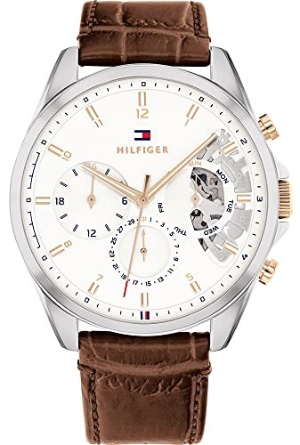Tommy Hilfiger Tommy Hilfiger Męski analogowy zegarek kwarcowy ze skórzanym paskiem 1710450
