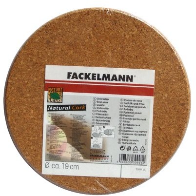 Fackelmann 30991 podstawek 19 cm z korka naturalnego korka,, brązowy, 19 x 19 x 1 cm 30991