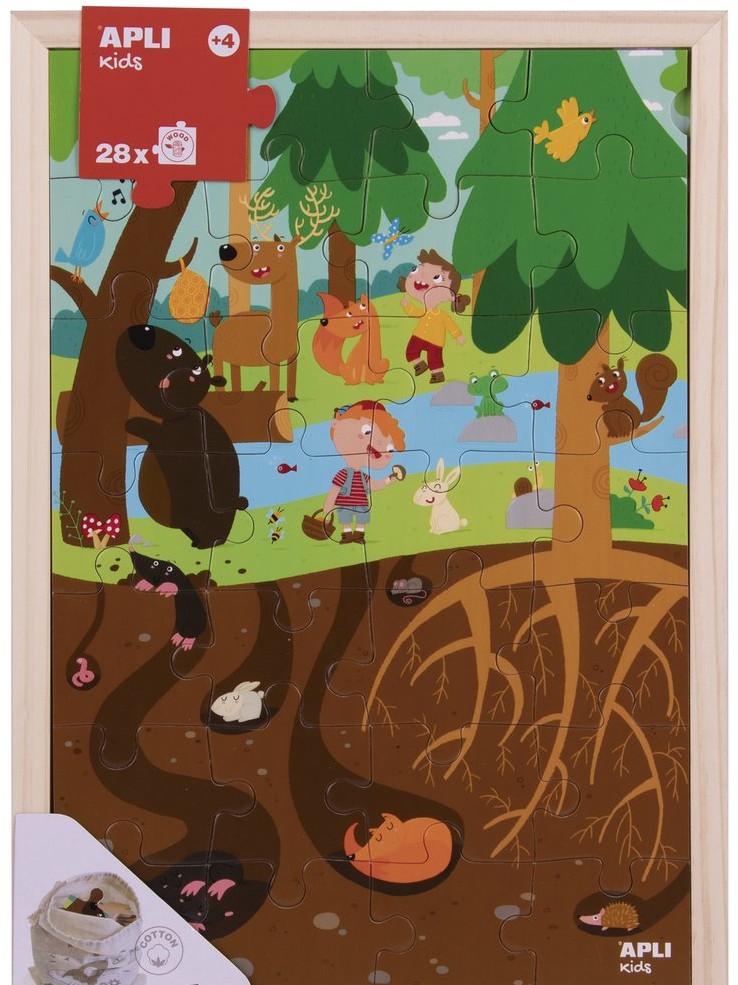 Apli Kids Drewniane puzzle w ramce Kids - Las 4+