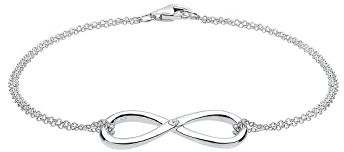 Diamore bransoletka damska z motywem nieskończoności, ze srebra 925, z diamentami (0.03 ct), ze szlifem brylantowym, 18 cm, srebro, biały 0210152814_18