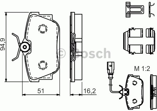 Bosch Zestaw klocków hamulcowych, hamulce tarczowe 0 986 494 529