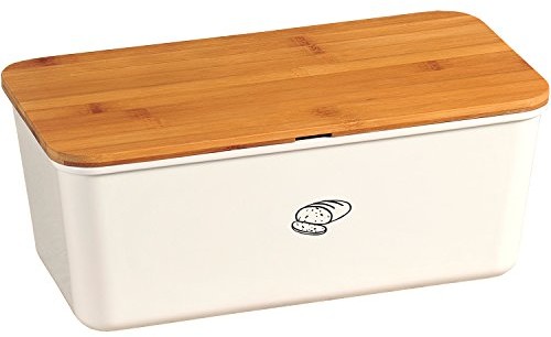 Kesper 58090 pojemnik na chleb z pokrywa wykonana z bambusa w kolorze z bambusa, biały/brązowy, 34 x 14 x 18 cm 58090