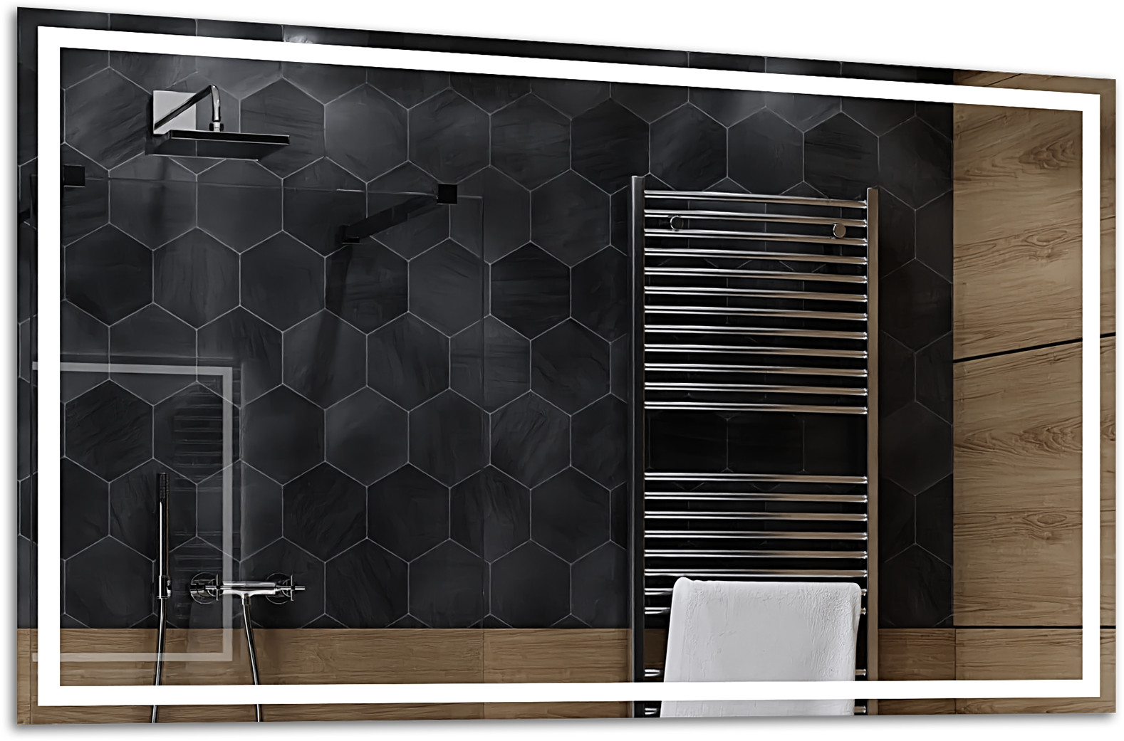 Alasta Lustro Łazienkowe z Podświetleniem LED - rozmiar 140x80cm - zimny kolor LED - Model Atlanta