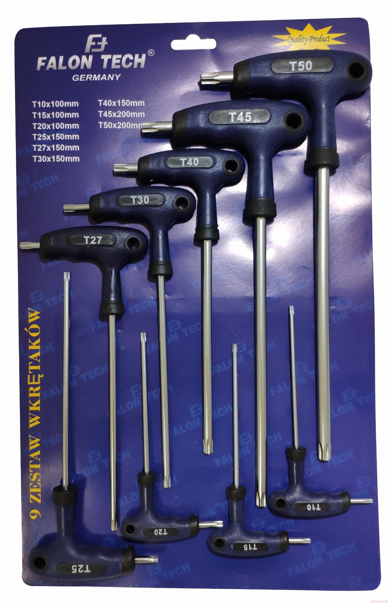 Falon tech FALON TECH ZESTAW WKRĘTAKÓW T-KSZTAŁTNYCH TORX Z OTWOREM 9SZT FAL_433