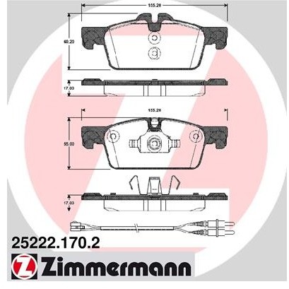 ZIMMERMANN Zestaw klocków hamulcowych, hamulce tarczowe 25222.170.2