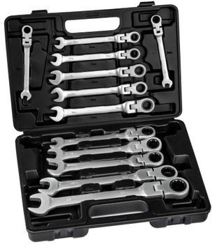 TecTake Klucze płasko oczkowe z grzechotką zestaw 12-częściowy 402069