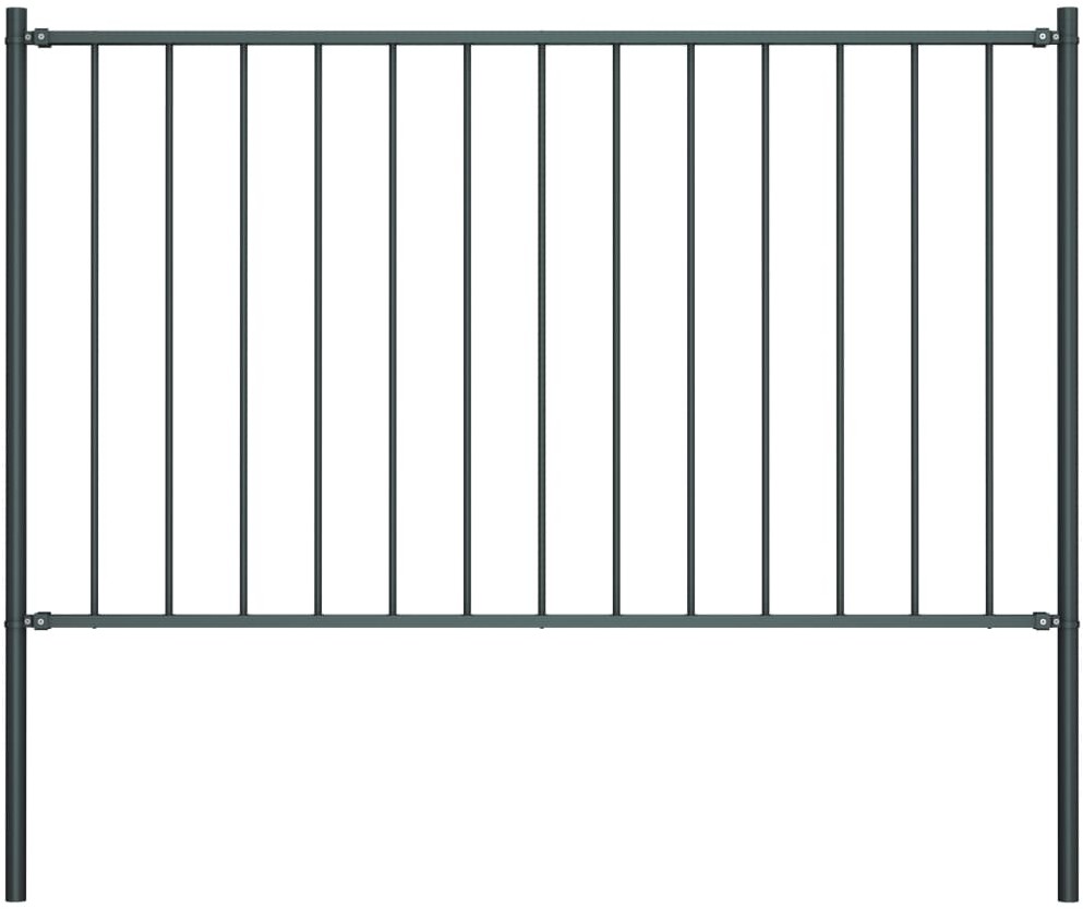 vidaxl Panel ogrodzeniowy ze słupkami, kryta proszkowo stal, 1,7x0,75m