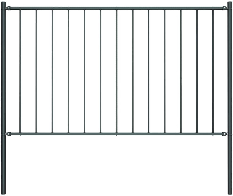 vidaxl Panel ogrodzeniowy ze słupkami, kryta proszkowo stal, 1,7x0,75m