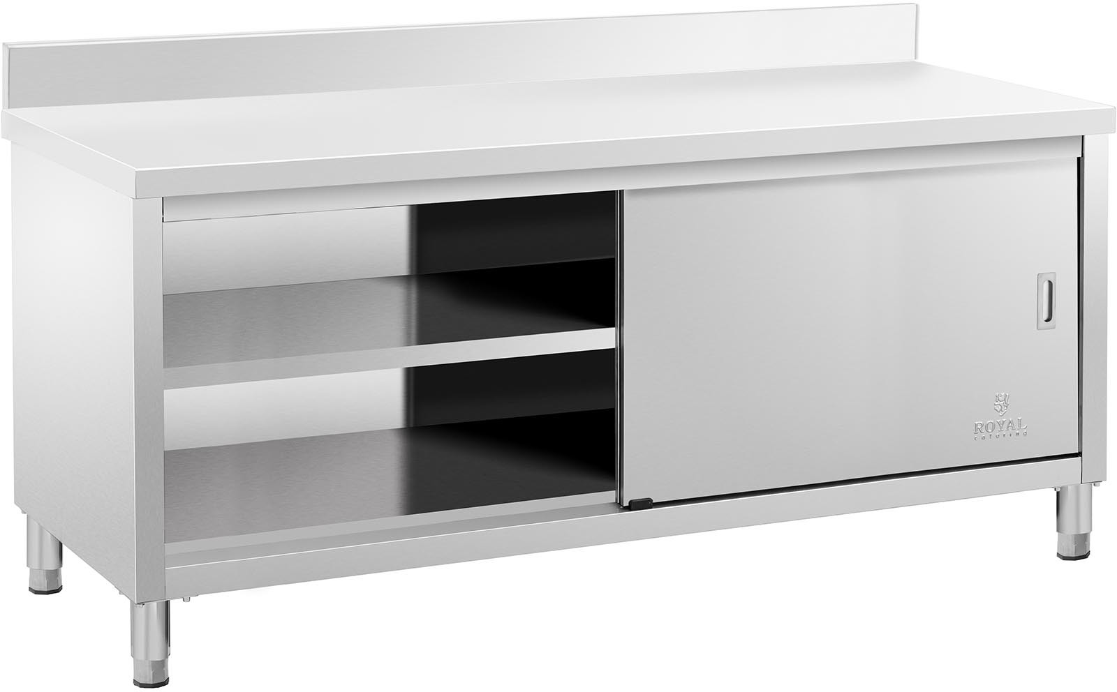 Royal Catering Stół roboczy z szafką rant 200 x 60 cm 600 kg RCSSCB-200X60-E-B