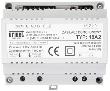 Euratech Zasilacz Domofonowy Urmet 18A2 Din 4+N