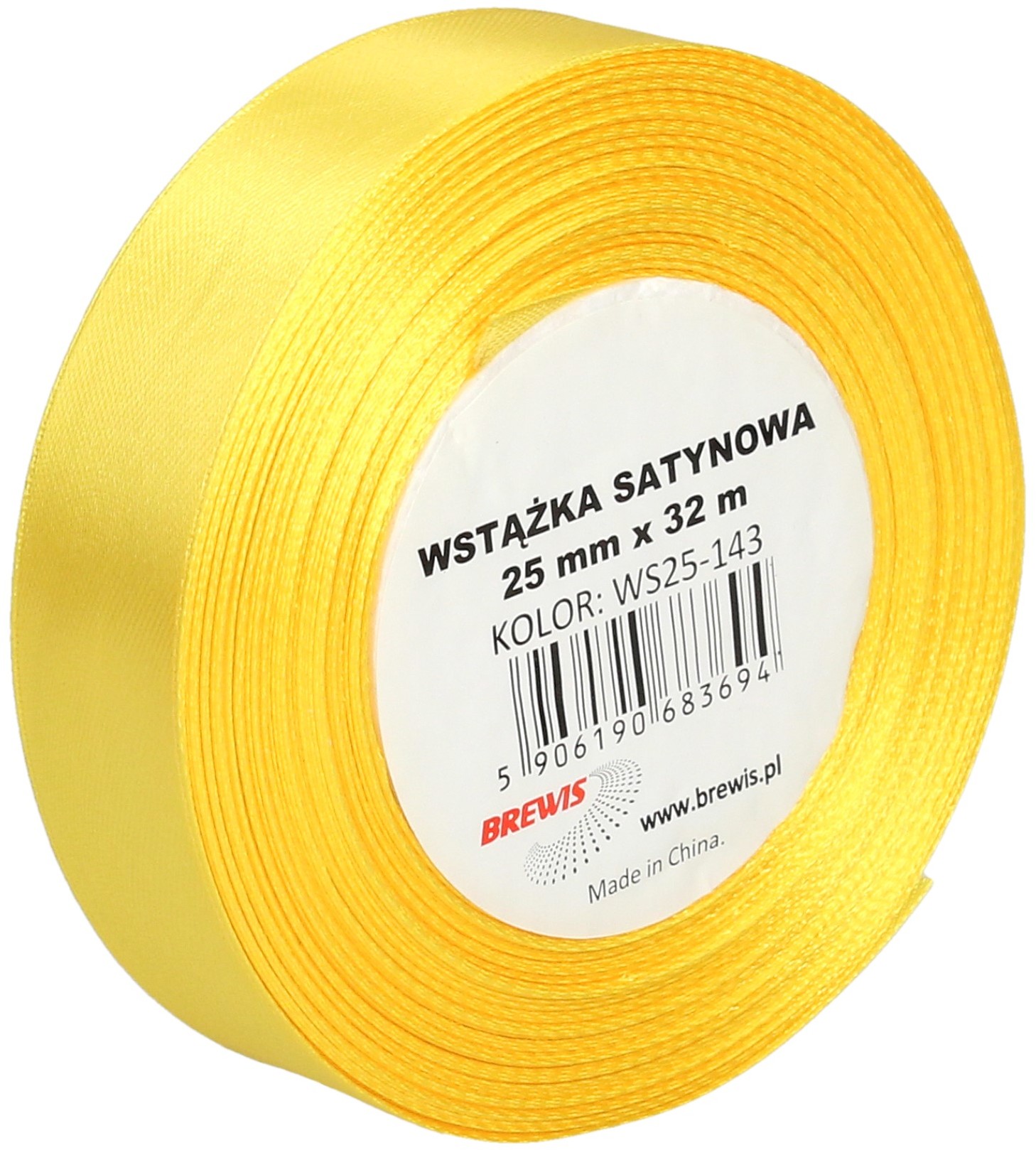 Brewis Wstążka dekoracyjna satynowa 25mm/32m jasnożółta 143