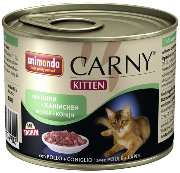 Animonda Carny Kitten smak wołowina kurczak i królik 12x200g