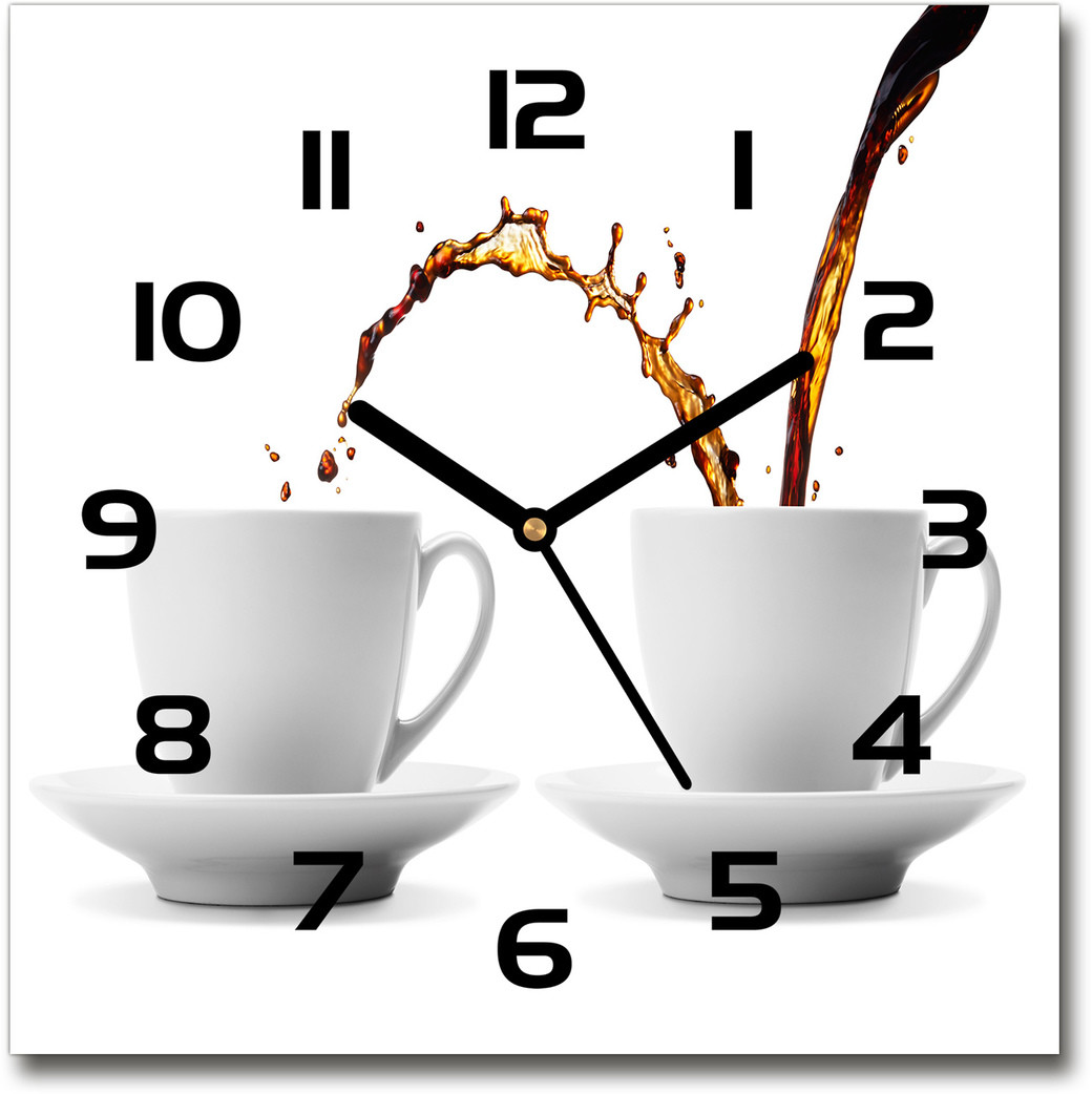 Zegar szklany kwadratowy Lejąca się kawa
