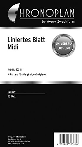 Avery Zweckform Chrono Plan 50341 formularzy linierte liście Midi, 25 arkuszy, biały 50341