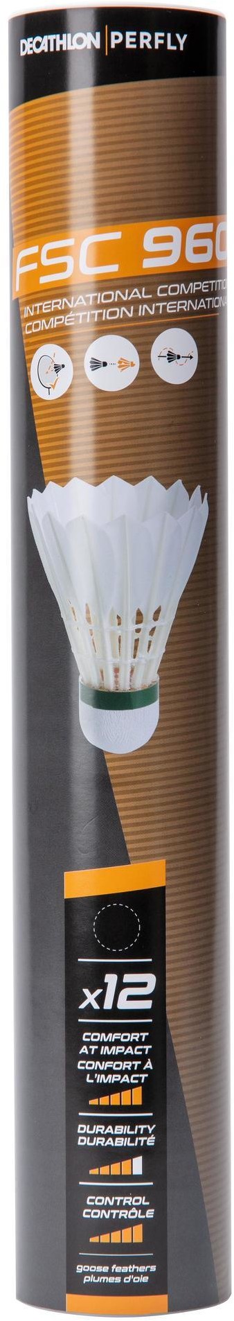 PERFLY Lotki do badmintona z piór FSC960 x12 (SZYBKOŚĆ 78) Unisex