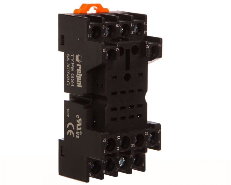 Relpol Gniazdo wtykowe do przekaźnika R4 10A 300V AC czarne GS4 2613504 2613504